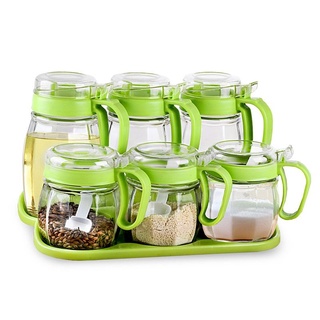 HĐồ dùng nhà bếp Bộ chai đựng gia vị nồi hơi thủy tinh dụng lưu trữ có nắp
