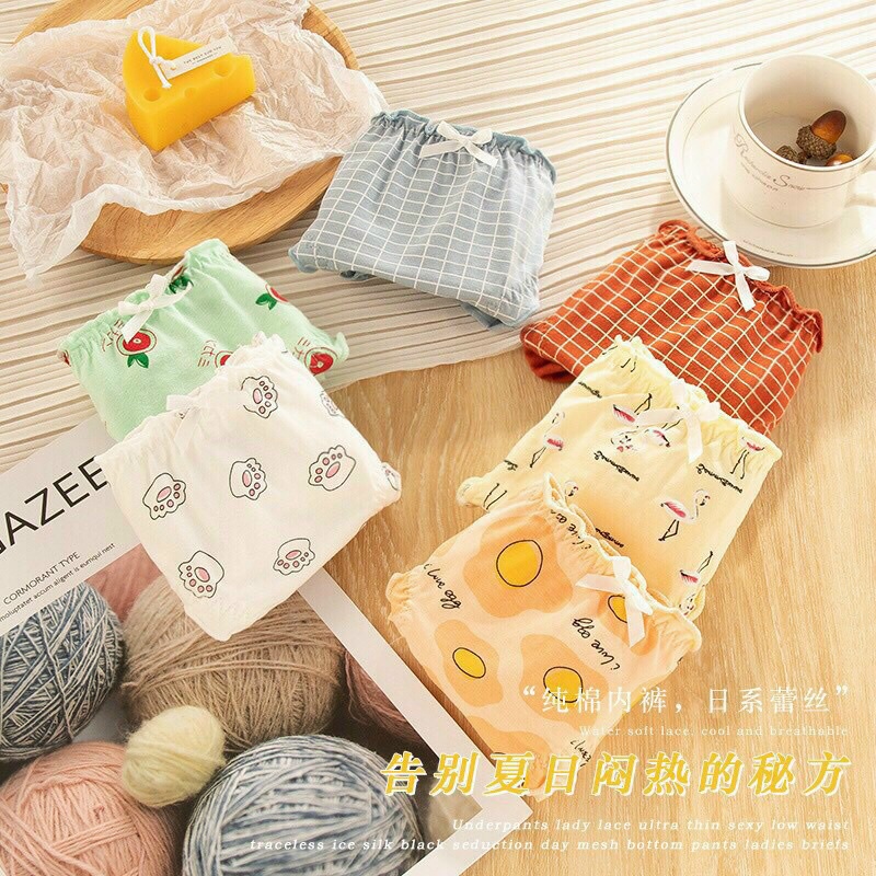 Quần lót cotton thấm mồ hôi tốt, độ co giãn cao,mềm mại cạp nhún hoạ tiết dễ thương