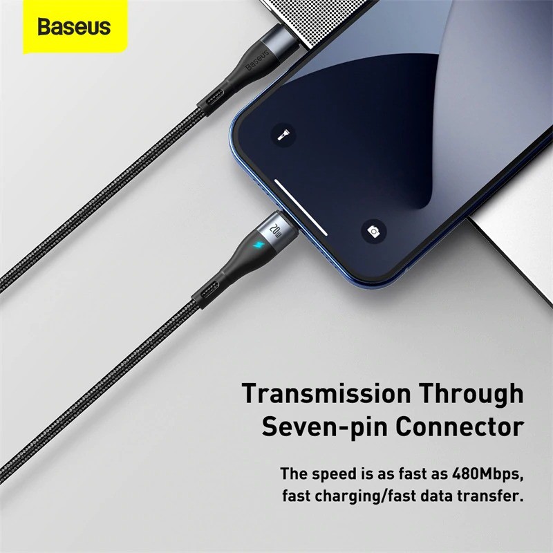 Cáp sạc từ Baseus hỗ trợ sạc nhanh PD 20W cho iPhone 11 12, USB Type C to Lightning chuẩn PD, hỗ trợ truyền dữ liệu