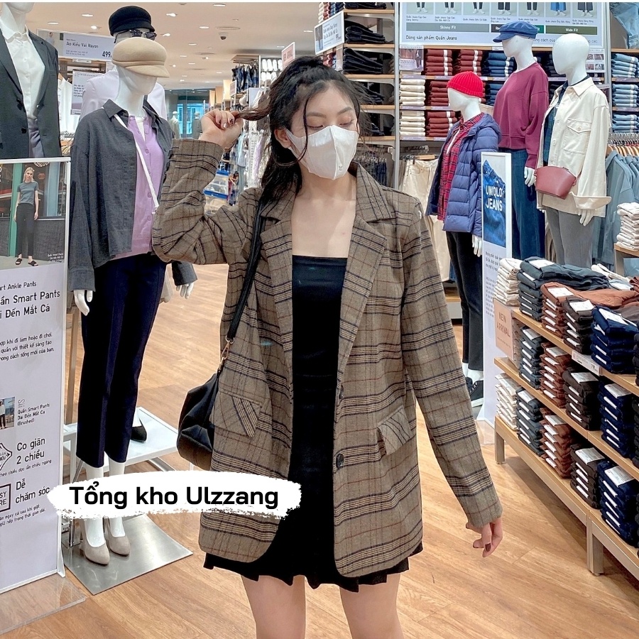 [ẢNH/VIDEO THẬT] Áo blazer dạ kẻ caro dày dặn 2 lớp phong cách Ulzzang trẻ trung | BigBuy360 - bigbuy360.vn