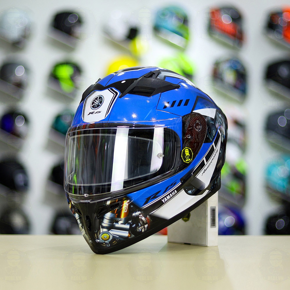 Nón Fullface ROC 01 Dán Tem Decal Yamaha R15 Xanh GP