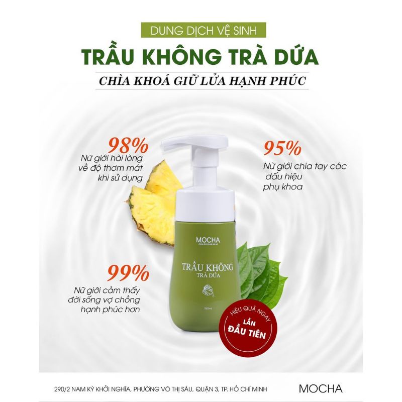 [MUA 1 TẶNG 1] Dung Dịch Vệ Sinh Trầu Không Trà Dứa Mocha, Dạng Bọt Tự Nhiên Siêu Dày Siêu Mịn Đầu Tiên Và Độc Quyền