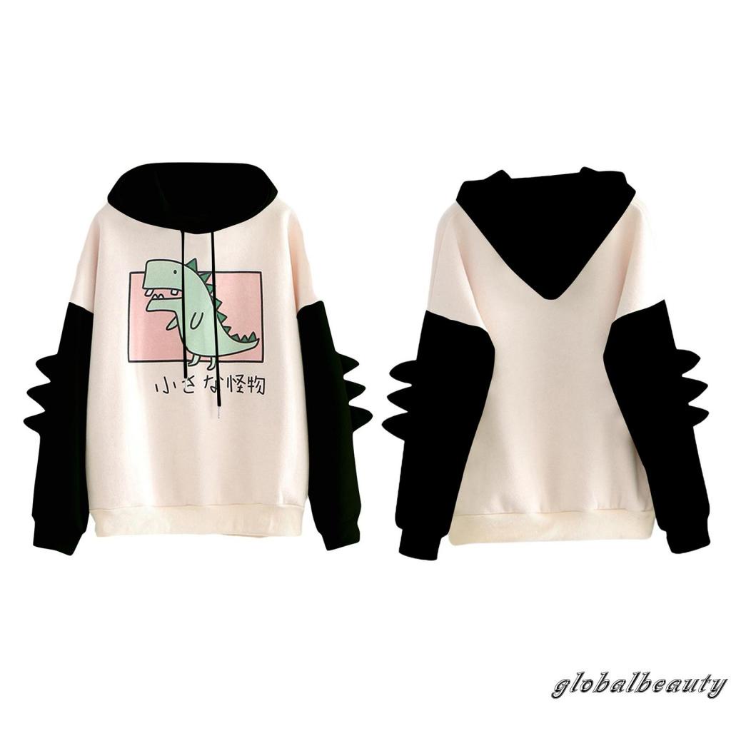 Áo hoodie tay dài in hình khủng long thời trang cho nữ