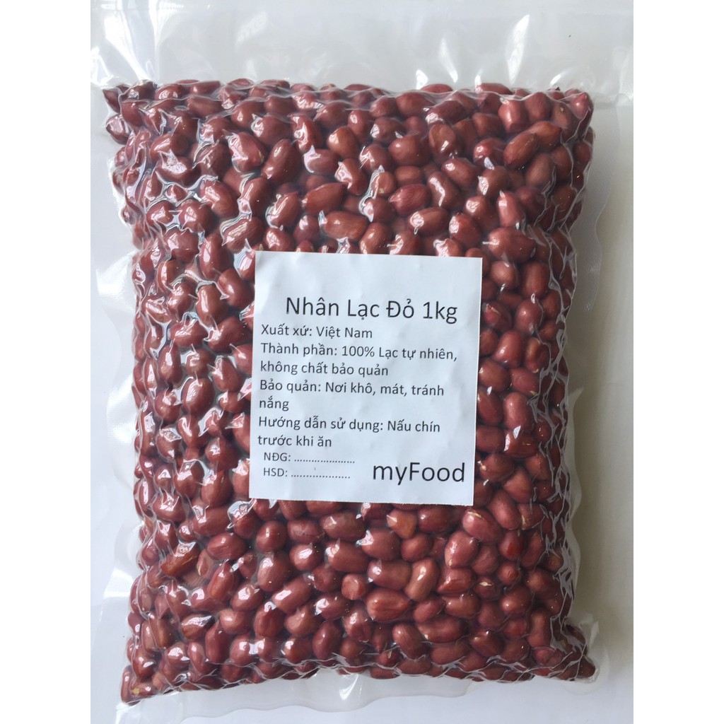 Lạc Đỏ Bóc Tay 1Kg Phơi Nắng Tự Nhiên Không Chất Bảo Quản, Nhân Lạc Đỏ, Đậu Phộng Đỏ (Túi hút chân không đảm bảo)
