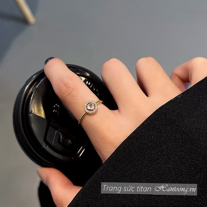 Nhẫn nữ mạ vàng 18k mặt trái tim xinh xắn trẻ trung thiết kế dạng hở có thể điều chỉnh kích cỡ mẫu mới 2023