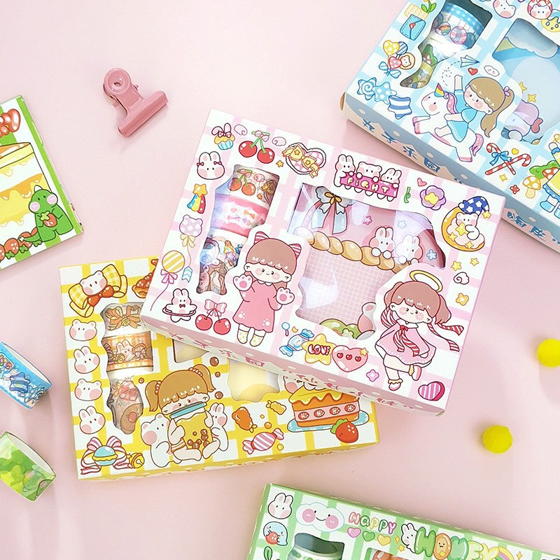 Set Box Giấy Note Kèm Washi Tape Dễ Thương- Maruko Paradise