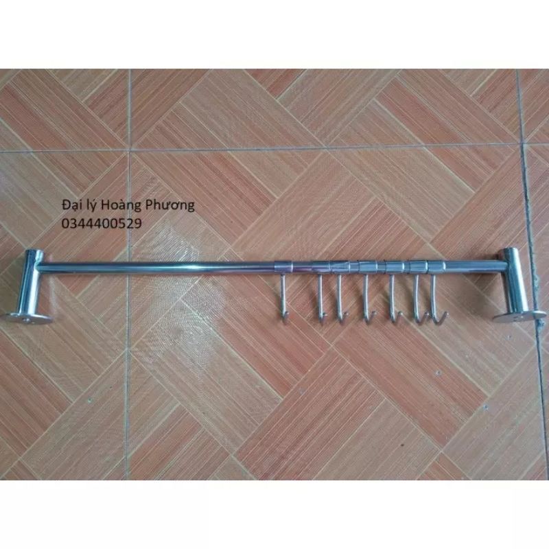 Giá Treo Xoong Nồi Trên Tường Inox 304, Treo Rổ Rá, Treo Đồ 7 Móc Treo Di Động (Hàng Cực Đẹp)