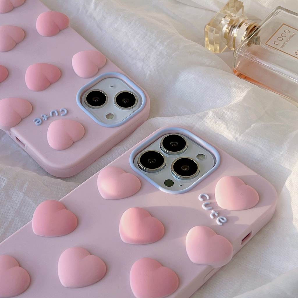 Ốp Điện Thoại tpu silicone Mềm Họa Tiết Trái Tim 3d Cho Iphone 12 pro max 11 pro max xs max xr x 13promax
