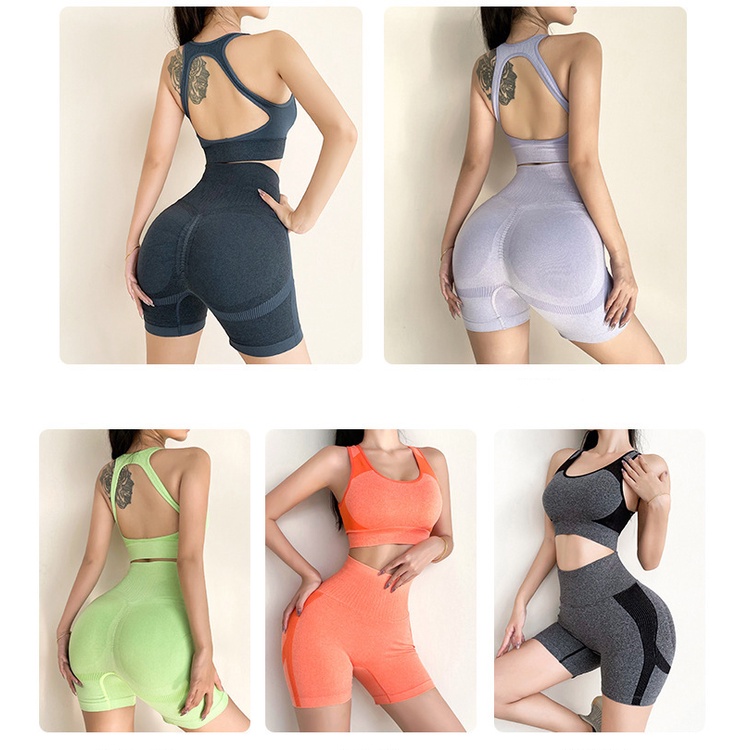 Fullset Quần Short và Áo Bra tập gym nữ khoét lưng sexy - TZ1360