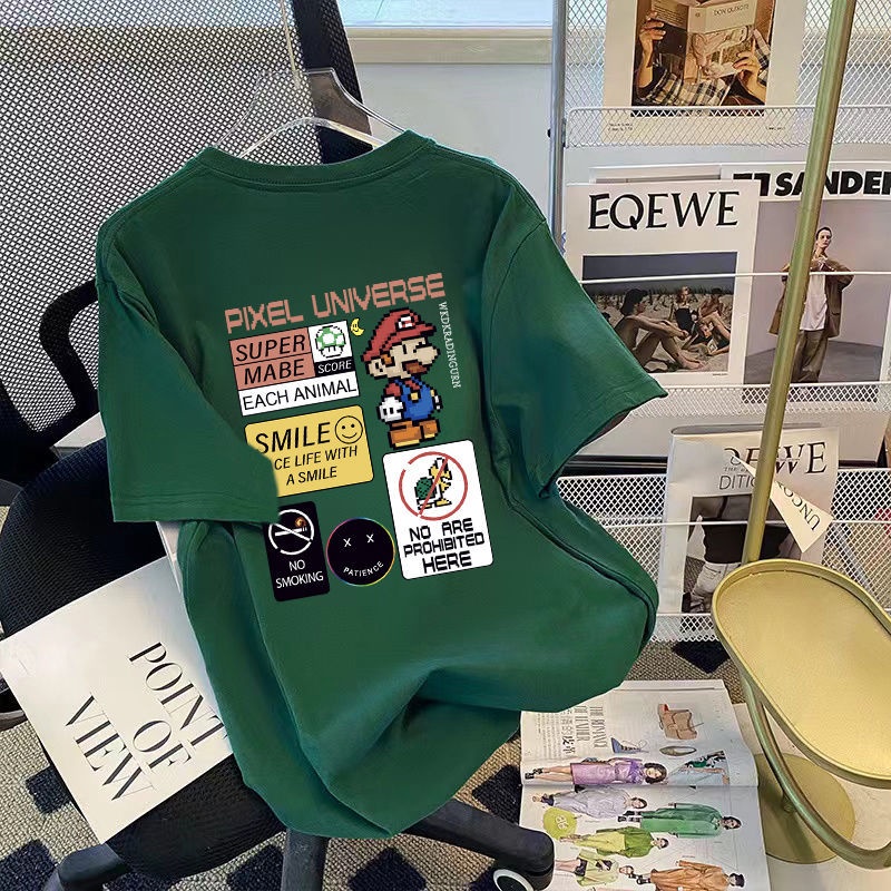 Áo Thun Ngắn Tay Cỡ Lớn In Họa Tiết Dễ Thương Thời Trang Mùa Hè Cho Nữ