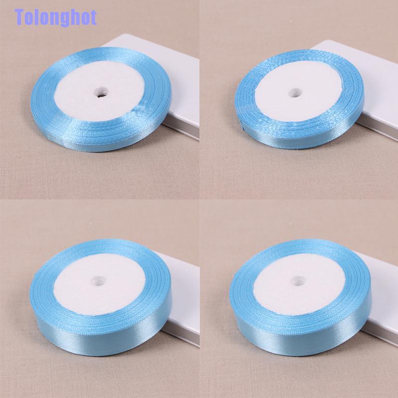 Tolonghot> Sky Blue 25 Yards Silk Satin Ribbon Wedding Party Decoration Gift Wrapping Christmas New Year Apparel Sewing Fabric Diy