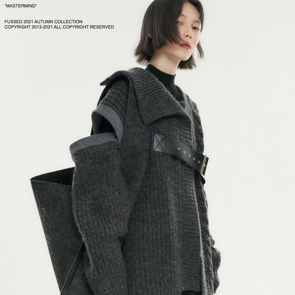 Áo khoác cardigan len dệt kim bất đối xứng 21AW [Shipped on November 26]