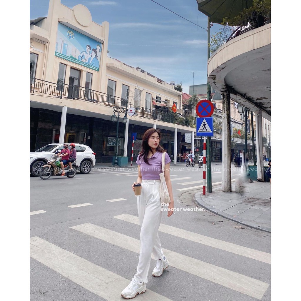 Áo Croptop Cổ Polo Trơn Trẻ Trung - 710