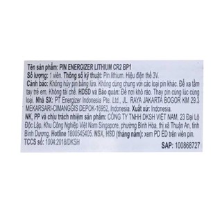 Pin 3v Lithium Emergizer CR2, CR15H27 chính hãng (Loại Vỉ 1viên)