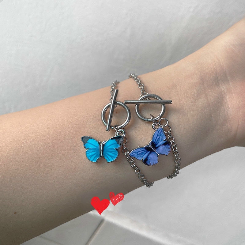Vòng Tay Thép Titan Không Phai Màu Họa Tiết Bướm 22341 Làm Quà Tặng Cho Nữ