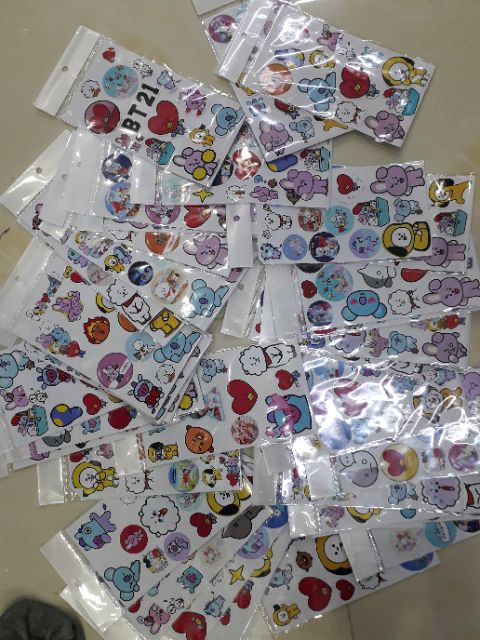 Sticker/ Hình dán nhóm nhạc BTS &amp; BT21 (nhiều mẫu khác nhau)