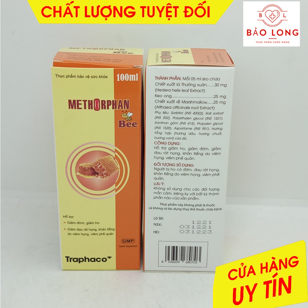 Siro ho METHORPHAN Bee chai 100ml - Traphaco