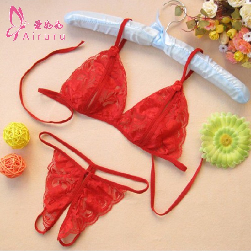 Sexy ren trong suốt nữ mở tập tin cám dỗ ba điểm đồ lót khiêu dâm nữ hở đáy quần phù hợp