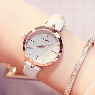 Đồng hồ nữ chính hãng Kezzi nhiều màu mặt tròn dây da không số phong cách hàn quốc K1534