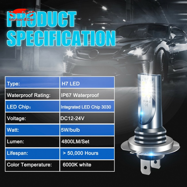 Bộ 2 Bóng Đèn Pha Led H7 110w 30000lm Siêu Sáng 6000k Ánh Sáng Trắng Chất Lượng Cao Cho Xe Hơi