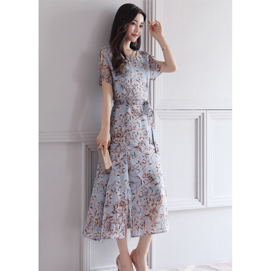 [GIÁ CỰC HOT - GIÁ SIÊU RẺ] ĐẦM XÒE IN HOA HỌA TIẾT CỘT EO NỮ TÍNH XK1590