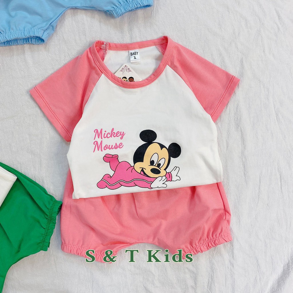 Bộ Quần Áo Cotton Cộc Tay Cho Bé Minie Mouse [B02-2021] - Babi mama