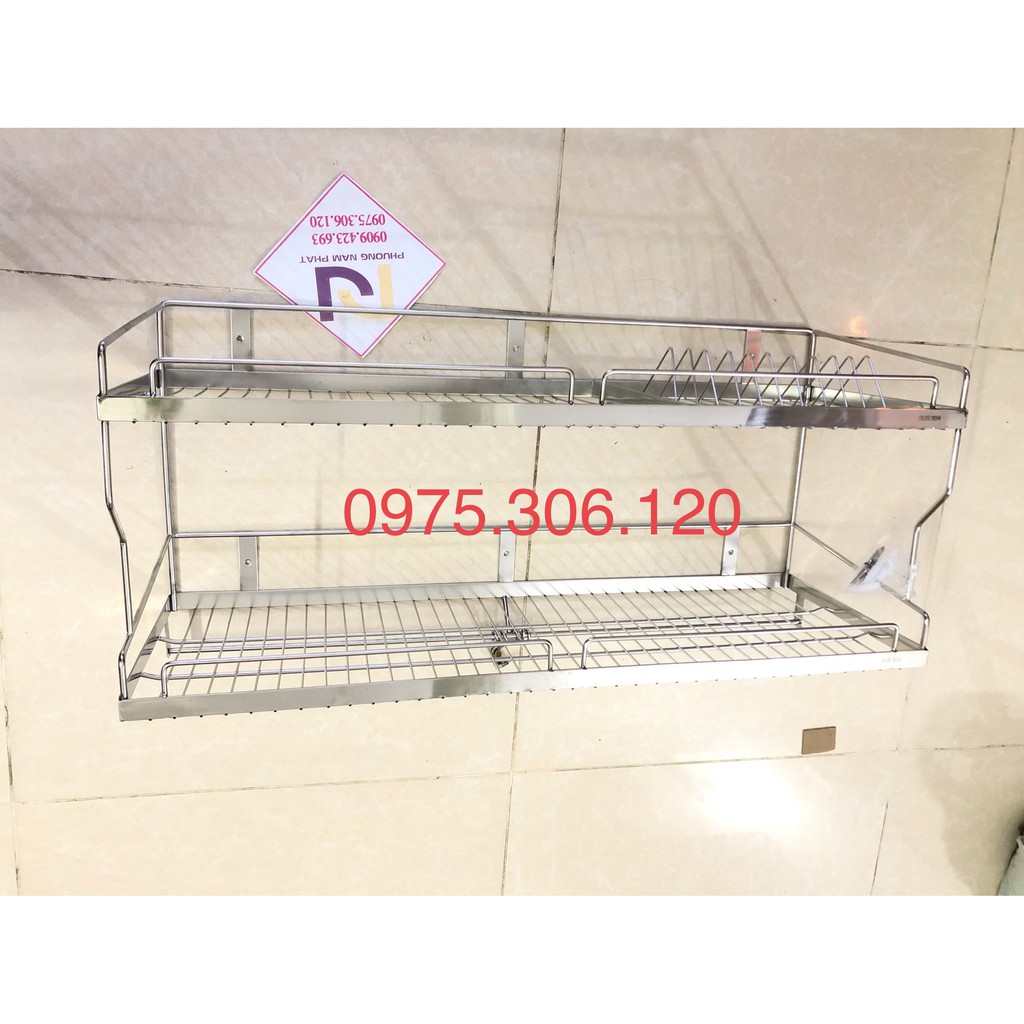 [TĂM ĐẶC TO] Kệ Chén Bát Treo Tường 2 Tầng 100% INOX 304 hàng đặt xưởng hàng chuẩn nặng dày hơn KC10 KỆ CHÉN 2 TẦNG VÍT