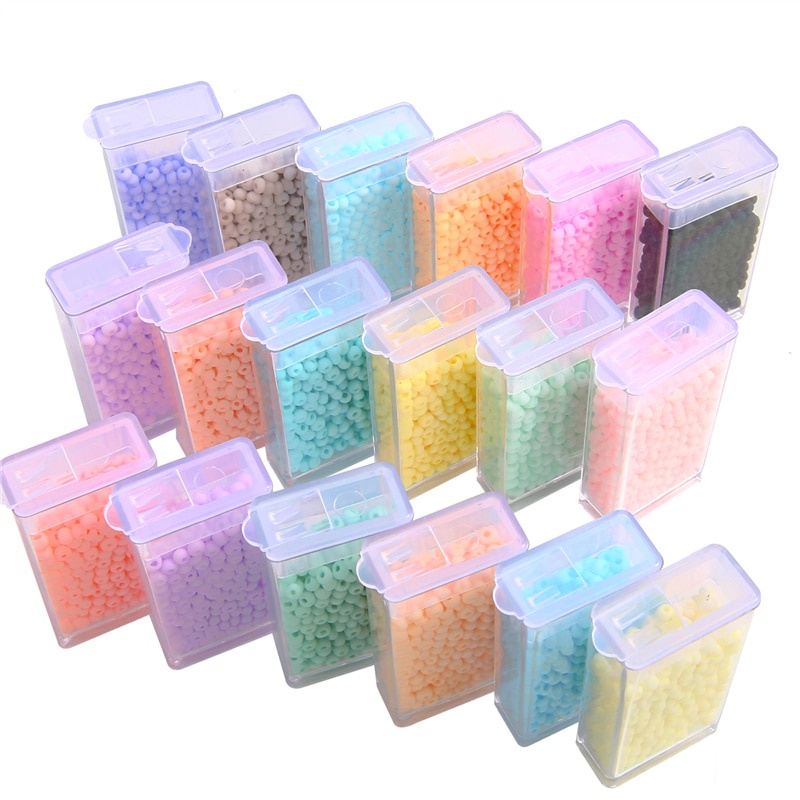 Set 350 hạt thủy tinh nhám màu macaron đánh bóng làm đồ trang sức 3 mm