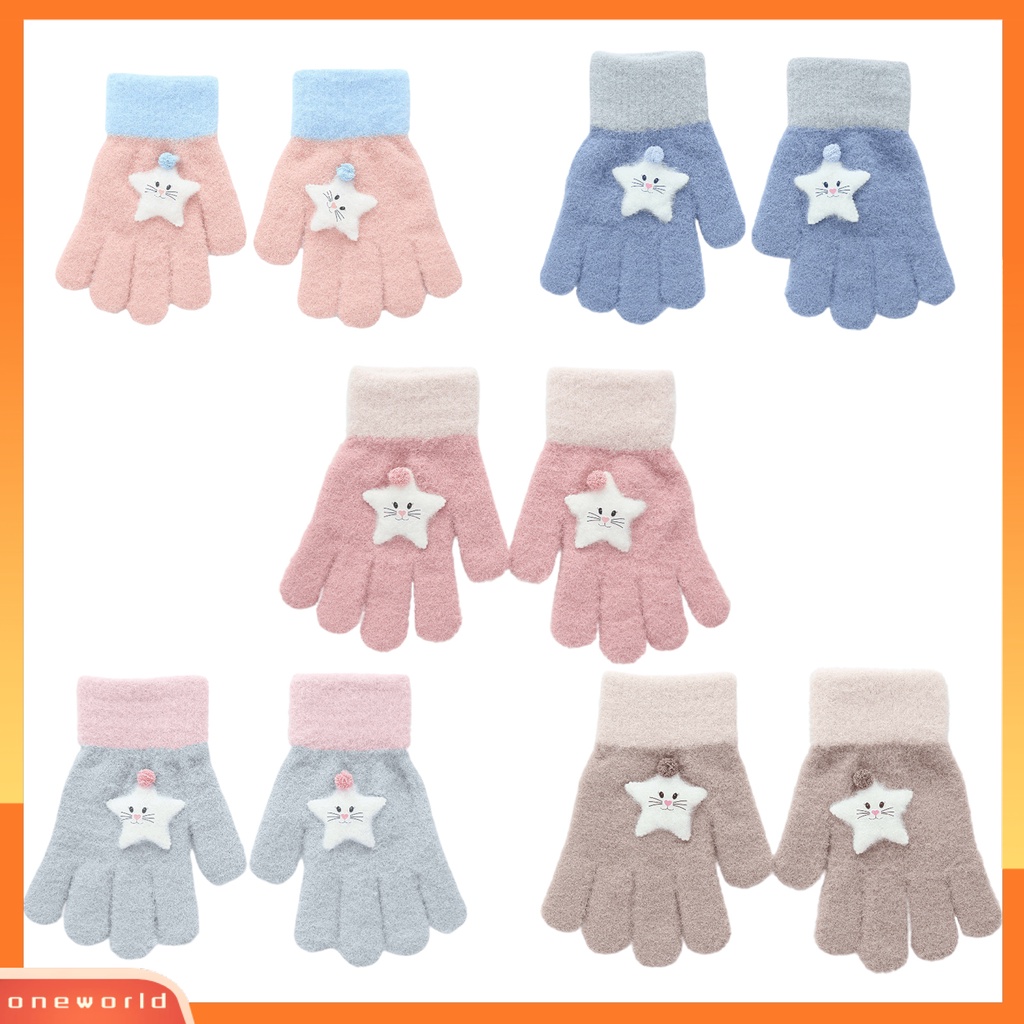 |Bộ Đồ Bơi Một Mảnh Dành Cho Nữ| 1 Đôi Găng Tay Đan Len Hình Ngôi Sao Năm Cánh Màu Sắc Tương Phản Thời Trang Thu Đông Cho Bé 6-13 Tuổi
