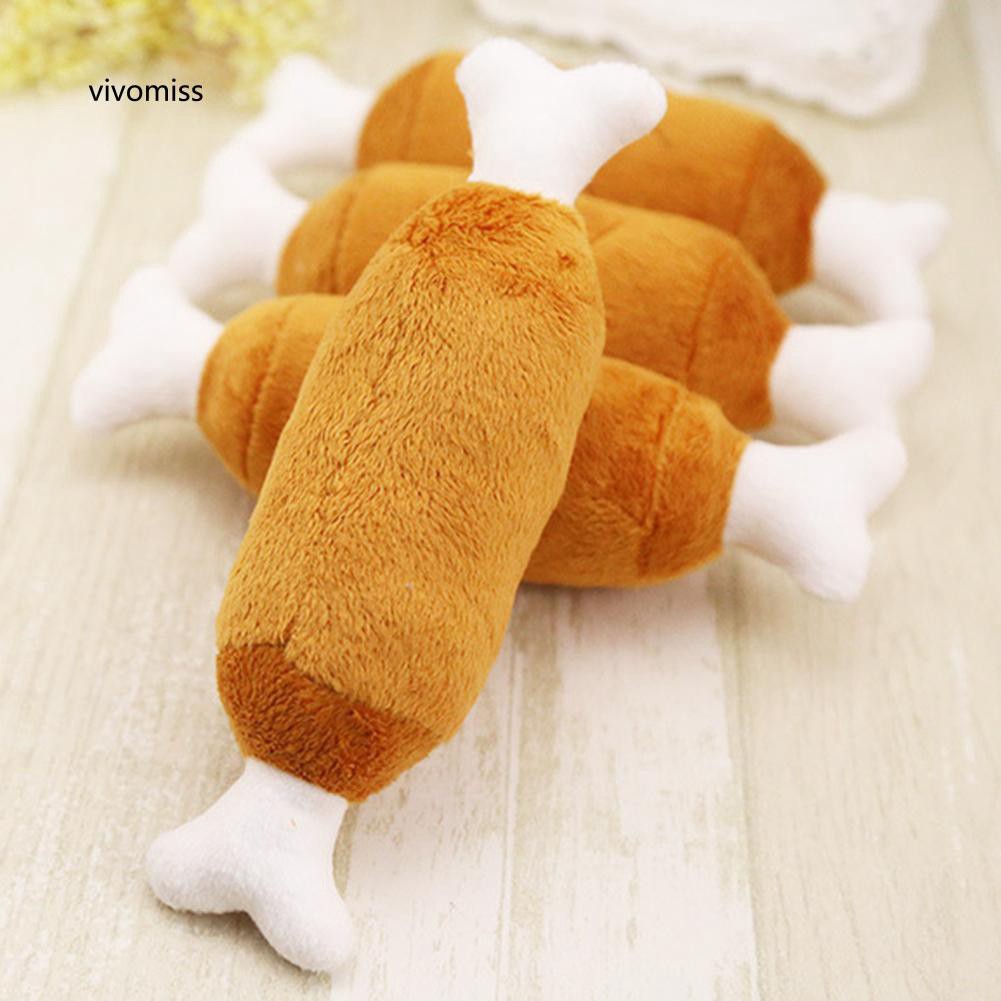 Pet Dog/Cat Plush Toy Squeaky Drumstick Shape Durable Squeaky Toys