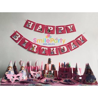 Set trang trí sinh nhật để bàn chủ đề công chúa sofia