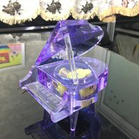 Hộp nhạc bằng pha lê mô hình đàn piano màu tím