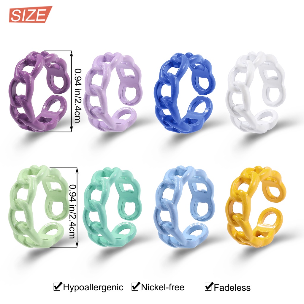 Nhẫn Dạng Hở Có Thể Điều Chỉnh Màu Sắc Ngọt Ngào Thời Trang Hàn Quốc Cho Nữ