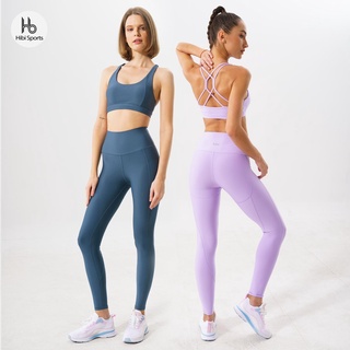 Set đồ tập Yoga Luxury Hibi Sports H130 Violet - Xanh Navy - Áo 4 dây đánh đôi - Kèm mút nâng ngực