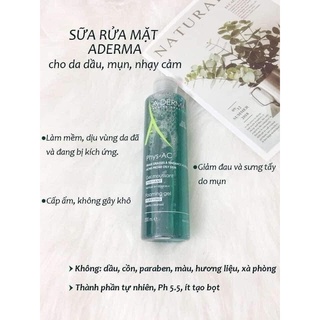 Sữa rửa mặt aderma cho da nhạy cảm spa chuyên nghiệp, bác sỹ da liễu khuyên dùng