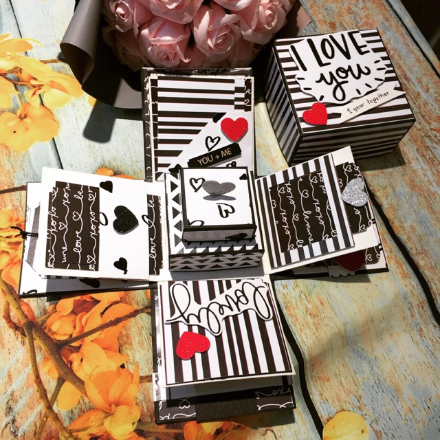 Hộp ảnh handmade - Lovebox tông đen trắng tình yêu
