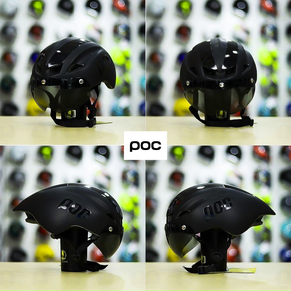 NÓN THỂ THAO POC 01 MÀU ĐEN NHÁM TẶNG TÚI VÀ HỘP
