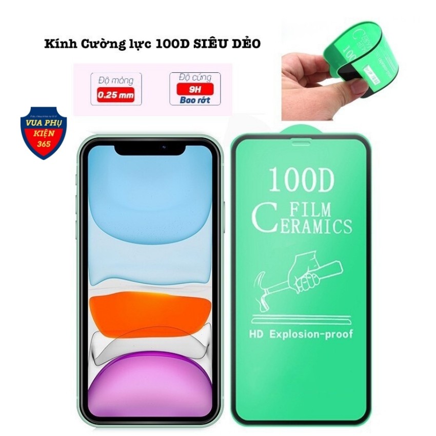 Kính Cường Lực iPhone FULL MÀN HÌNH SIÊU DẺO SIÊU MỎNG 100D 6s/6sPlus/7/7Plus/8/8Plus/X/Xr/Xs/XsMax/11/11Pro/11ProMax