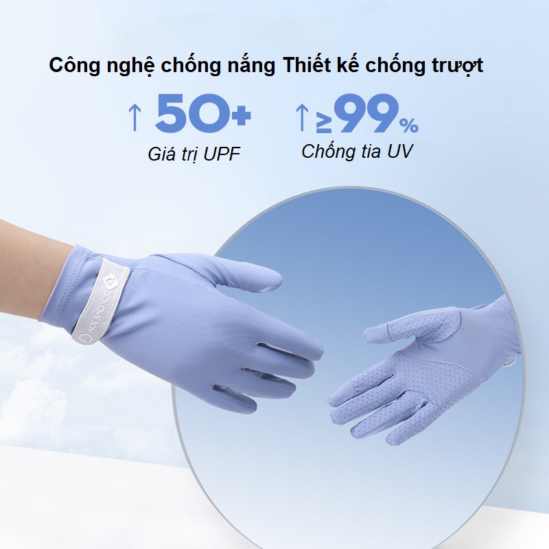 Găng Tay Chống Nắng upf50 + Chống Tia Cực Tím Vải Lụa Lạnh Mỏng Thoáng Khí Chống Trượt Cho Nữ Khi Lái Xe
