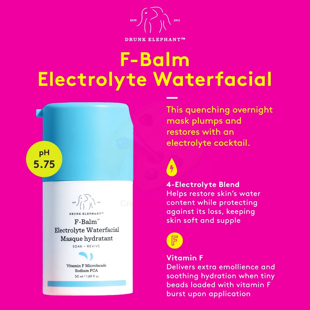 DRUNK ELEPHANT 🌿 Mặt nạ ngủ F-Balm™ Electrolyte Waterfacial Mask