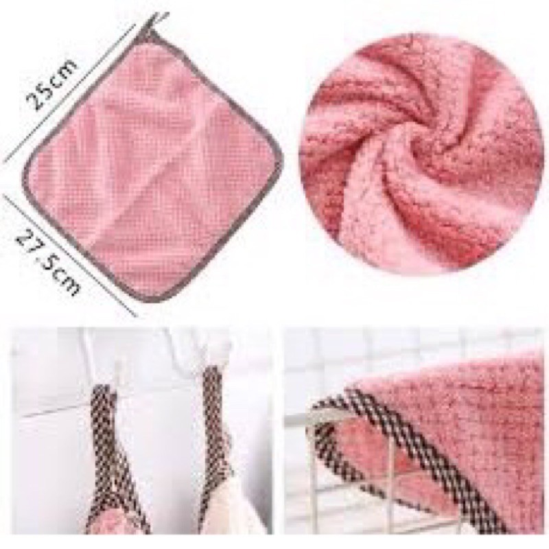 [Mã SRJULY1215 giảm 20K đơn 50K] Khăn lau tay bát chén đĩa đa năng vuông có dây treo nhiều màu | BigBuy360 - bigbuy360.vn