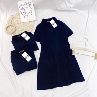 Váy polo cổ đức xanh than hothit