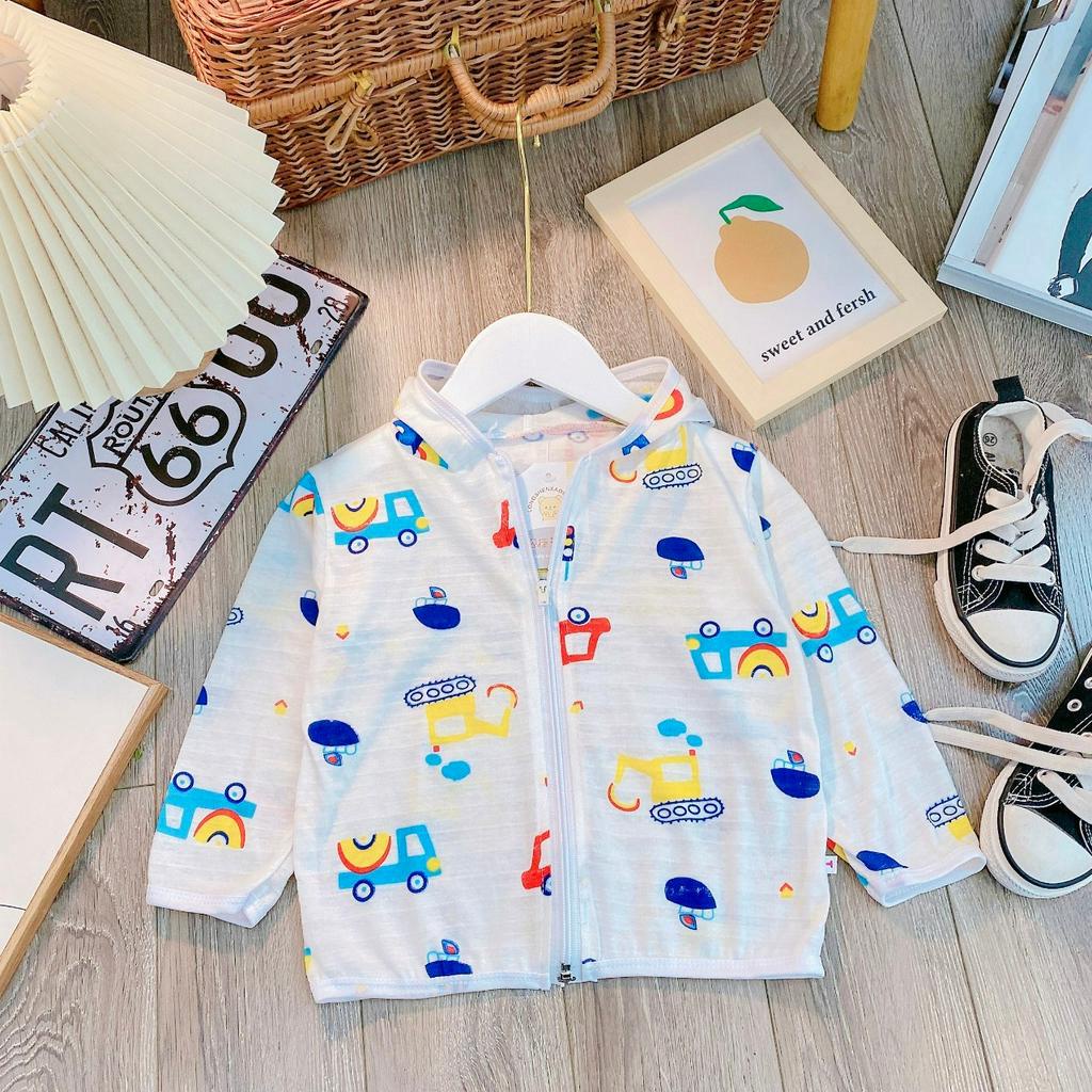 Áo khoác chống nắng cho bé sơ sinh - Chất Cotton Tre thoáng mát cho bé từ 3-13KG