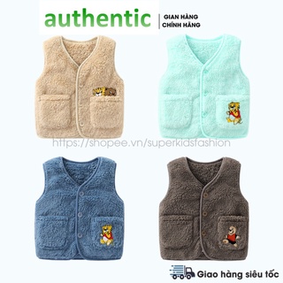 Áo gile cho bé lông thêu cài cúc khoác ngoài 8-18kg QATE733