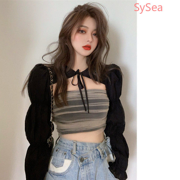 Set 2 Món Áo Sơ Mi Phối Khăn Choàng Thời Trang Cho Nữ