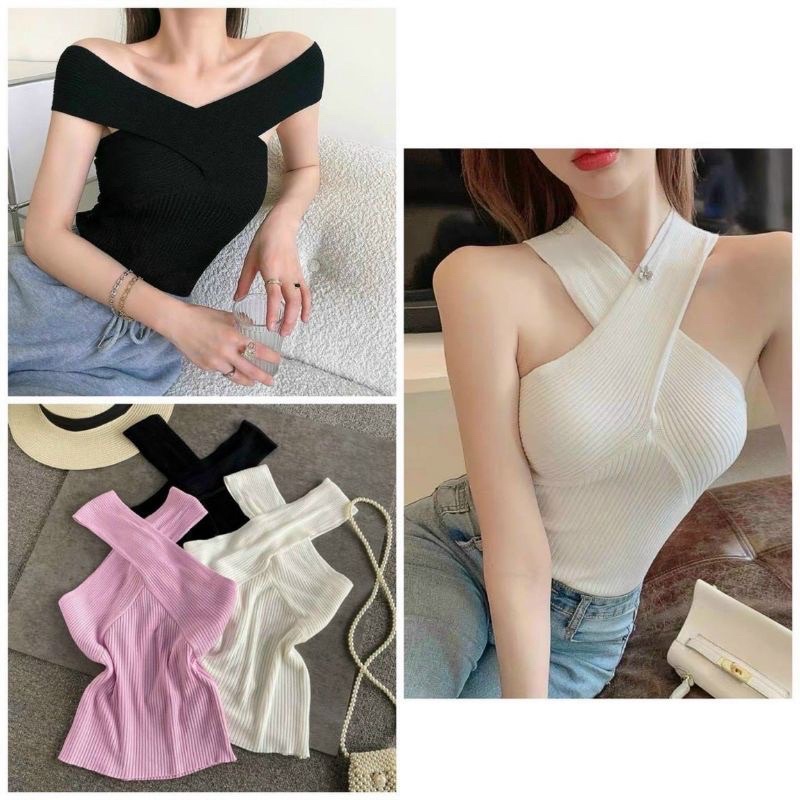 ÁO LEN CỔ YẾM CHÉO MẶC ĐƯỢC 2 KIỂU SEXY HÀNG QC MS10002