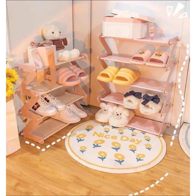 Kệ dép 4 tầng chữ z, giá để giày nhựa lắp ghép, kệ giày dép hình chữ x đa năng