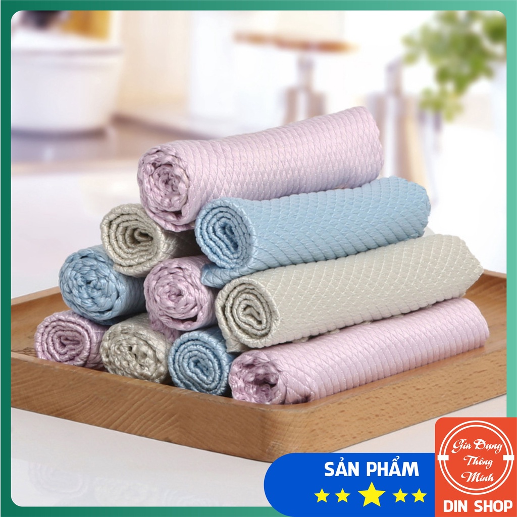 Khăn lau kính đa năng 🍁DIN SHOP🍁 1 Khăn lau bát đĩa, lọ thủy tinh và các đồ dùng nhà bếp thấm hút tốt vân vảy cá