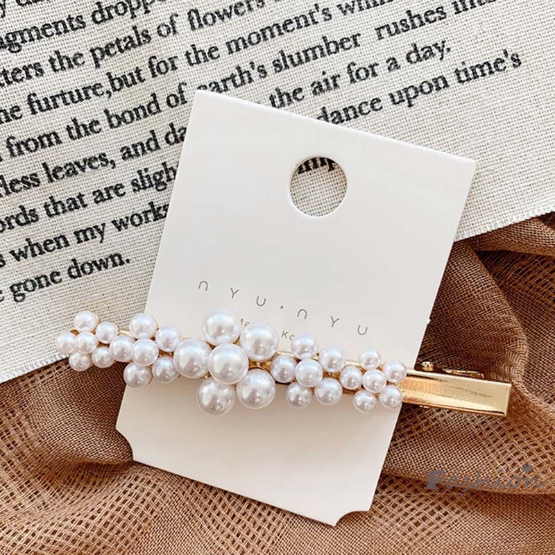 Kẹp Tóc Hoa Kim Loại Đính Ngọc Trai Giả 12 Kiểu Dáng Thời Trang