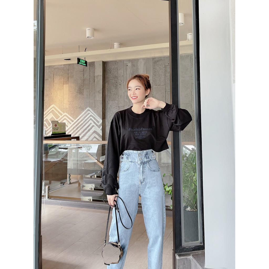 [ NY78 ] QUẦN BAGGY JEAN NỮ LƯNG CAO 4 ĐAI 2 NÚT MÀU XANH NHẠT CAO CẤP UTI LAI CUỐN ĐỦ SIZE S, M, L SIÊU XỊN SÒ